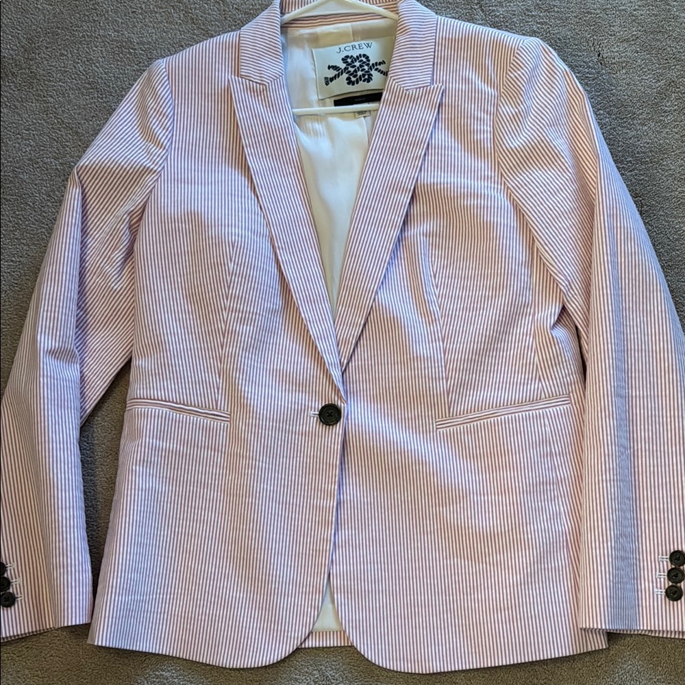J. Crew Light Pink and White Striped Blazer